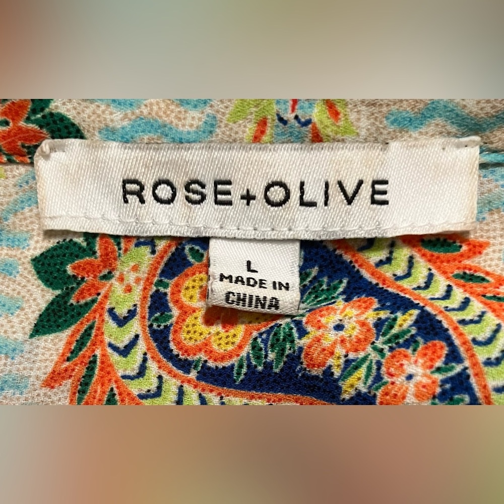 Rose + Olive Button Large Patchwork Paisley Blous… - image 5